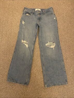 Light Blue Distressed Wide-Leg Women’s Jeans